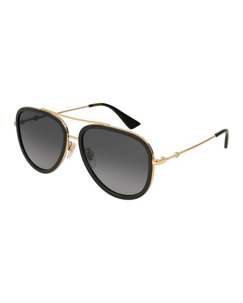 gucci aviator sunglasses black and gold|Gucci aviator prescription sunglasses.